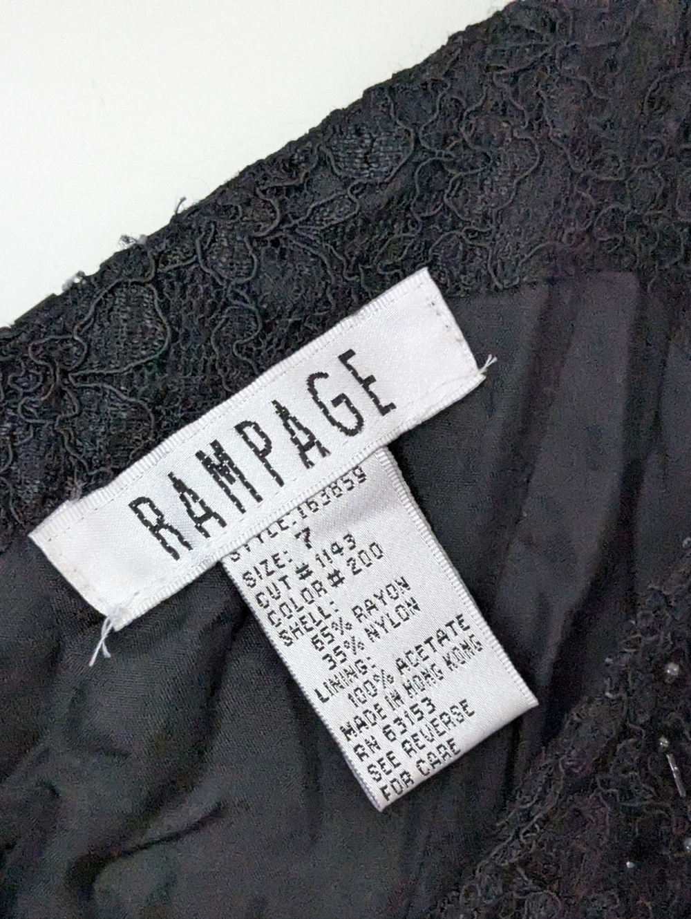 Rampage Black Beaded Lace Mini Dress with Spaghetti Straps - Picture 2 of 3